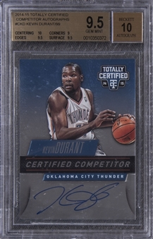 2014/15 Totally Certified "Competitor Autographs" #CKD Kevin Durant Signed Card (#77/99) - BGS GEM MT 9.5/BGS 10
